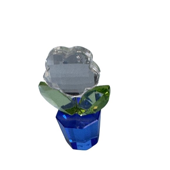 Swarovski 296598 Potted Plant Clear Daisy Green & Blue Crystal Figurine - Picture 5 of 9